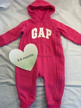 GAP Pink Hooded Baby Jumpsuit